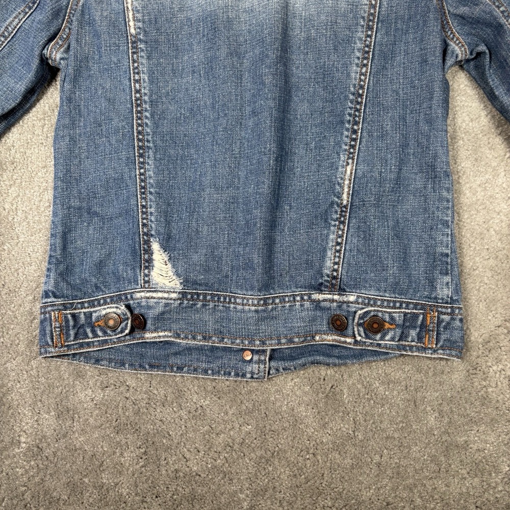 Vintage Hollister Jacket Womens M Blue Denim Button Up Trucker Distressed Y2K - Picture 4 of 7